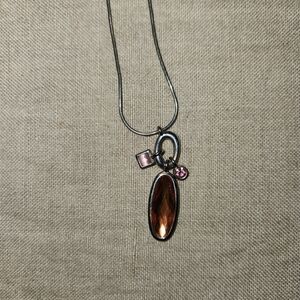 Lia Sophia Pink and Silver Charm Necklace